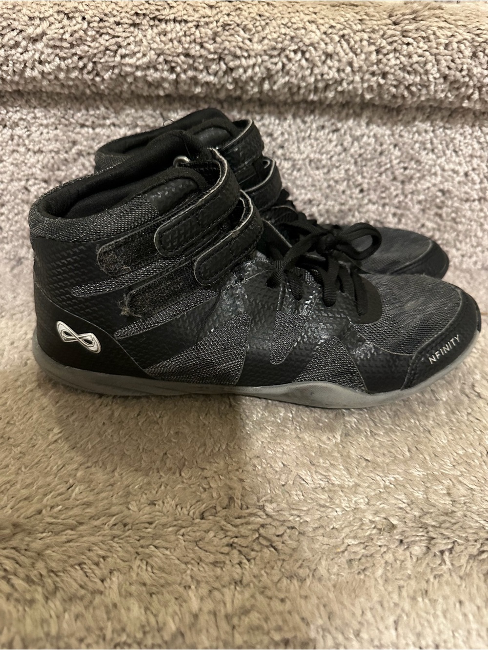 NFINITY Kids Black High-Top Sneakers with Dual Straps